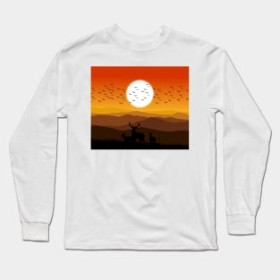 Natural morning moment Landscape vactor Art Long Sleeve T-Shirt